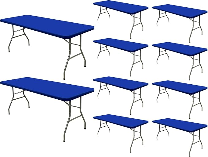 Picnic Table Cover 10 Pack Elastic Fitted Tablecloths for 6 Foot Rectangle Tables Waterproof Stretch Washable Patio Folding Outdoor Spandex Table Cloth Camping Banquet Parties (Royal Blue,30" x 72")
