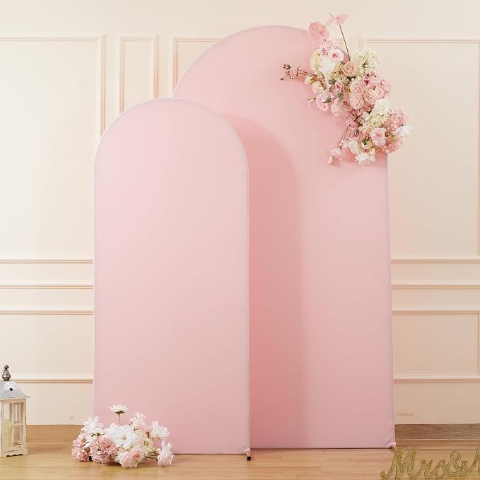 Pink Arch Cover 2 Set - 7.2 and 6ft Pink Arch Backdrop Cover Spandex Wedding Arch Stand Covers for Birthday Party Baby Shower Girls Bridal Shower Photo Balloon Arch Covers Stretchy Backdrop Background