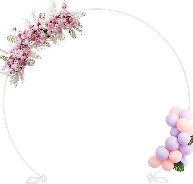 Fomcet 9.2FT White Wedding Arch Metal Round Backdrop Stand Large Circle Balloon Arch Frame Floral Flower for Anniversary Birthday Party Valentine Ceremony Decorations