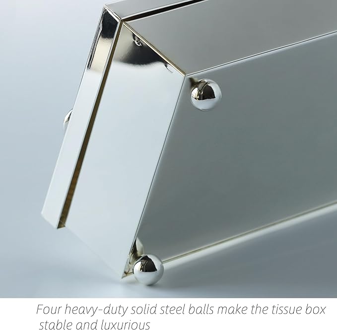 Silver Tissue Box Cover Rectangle，Guest Towel Holder Tray for Bathroom – Napkin Organizer for Disposable Paper Towels, Elegant Hand Towel Box for Powder Room,Luxurious Napkin Box for Dressing Room