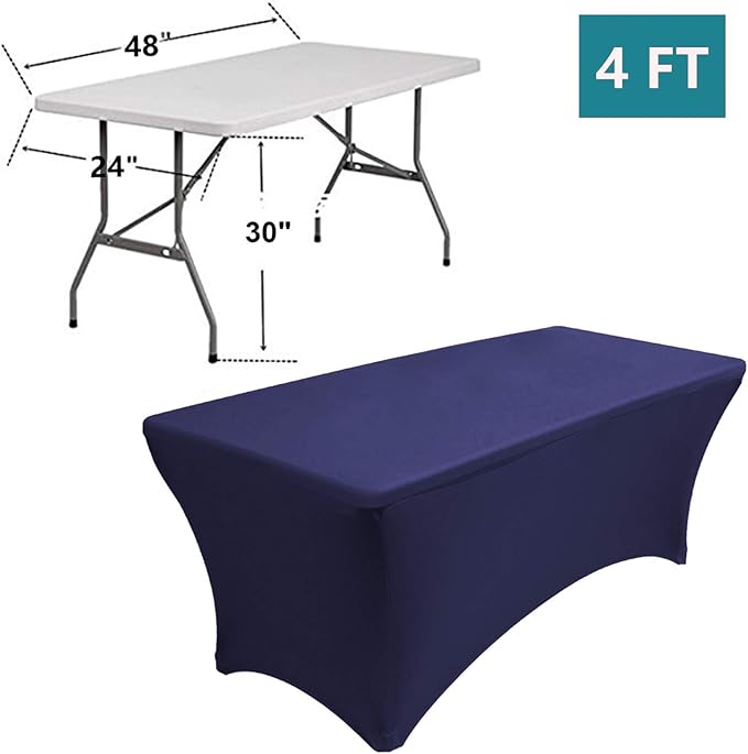 RELIANCER 1 Pack Stretch Spandex Table Covers for Rectangular Tables,4FT Elastic Fitted Tablecloth,Universal Rectangular Table Cloth Protector for Outdoor Party,Wedding,Bar,Birthday,Banquet,Events