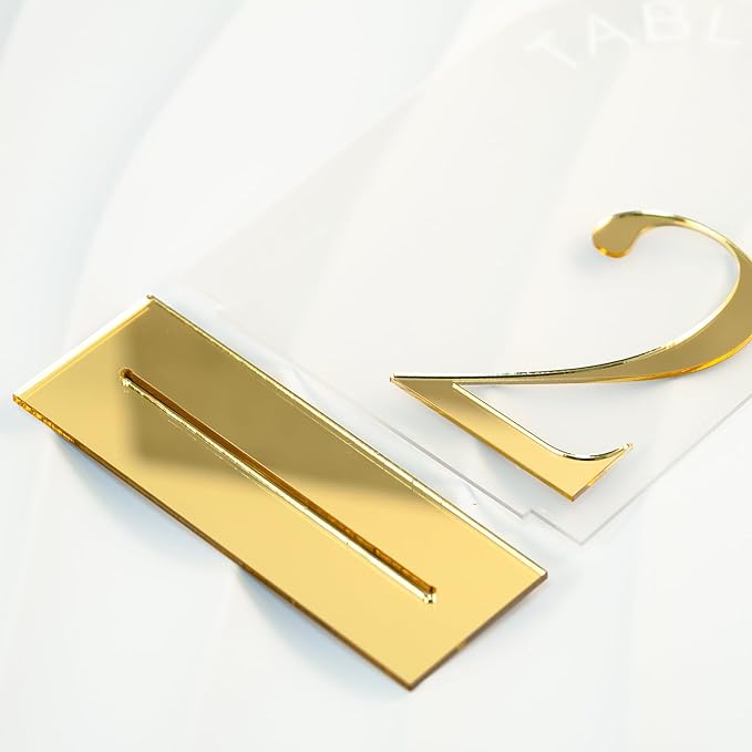 Arch Wedding Table Numbers 1-10 with Stand, 10 Pack 5x7 Inch Clear Arch Acrylic Sign with Gold Number, Clear and Gold Acrylic Table Numbers for Wedding Reception