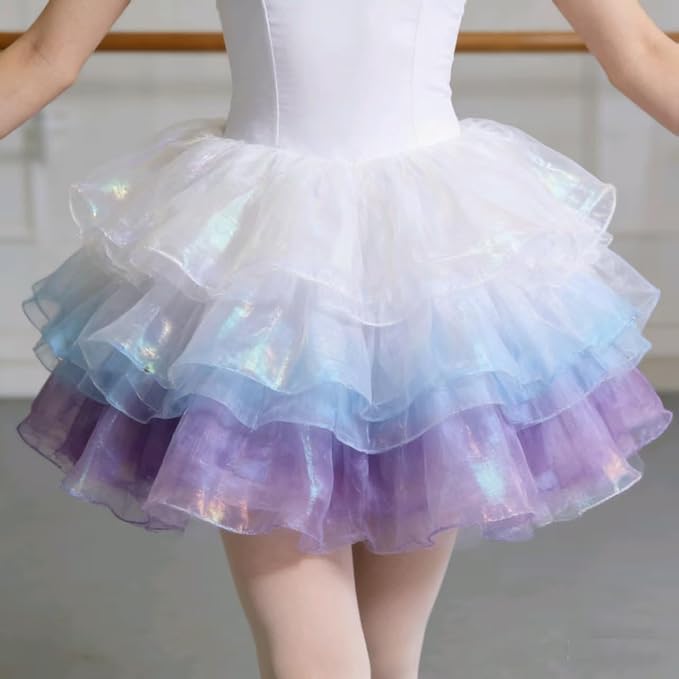 YYCRAFT Two Tone Sheer Organza Fabric by the Yard for Curtain Weddings Decor 2 Yards, Iridescent White