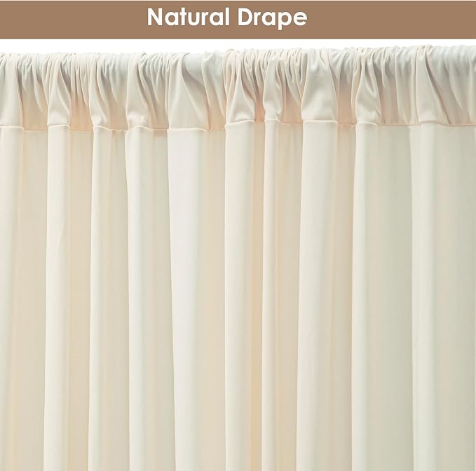 20x10ft Wrinkle Free Ivory Backdrop Curtain for Parties Soft Fabric Drapes Wedding Ivory Curtain Backdrop for Birthday Party Decorations Background for Photography 5x10ft,4 Panels