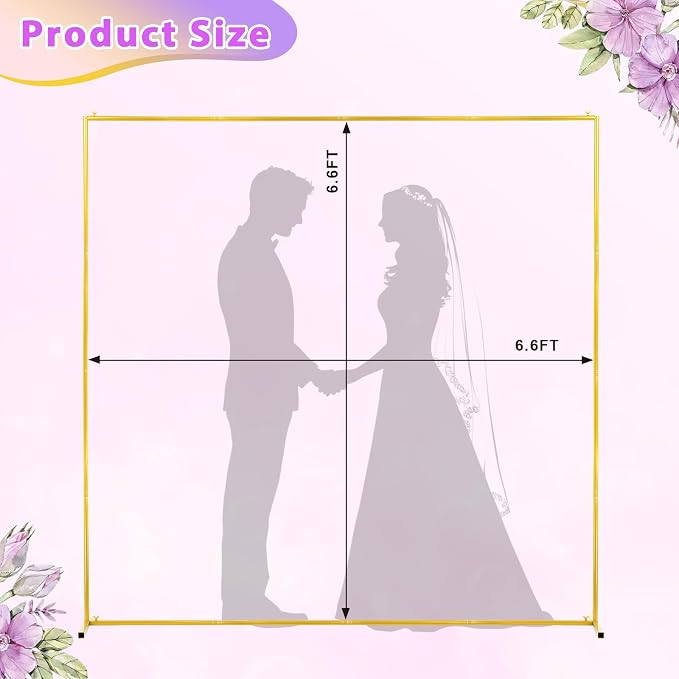 6.6 FT Square Backdrop Stand, Wedding Arches Balloon Arch Stand, Square Balloon Arch Stand Arch for Wedding for Ceremony Wedding Party Birthday Baby Shower Anniversary Arbor Balloons Decor