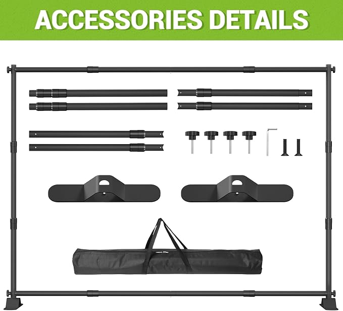 10 x 8 Ft Heavy Duty Backdrop Banner Stand, Adjustable Photo Background Support Frame Kit, Backdrop Stand for Parties Birthday Party Baby Shower Wedding Decorations
