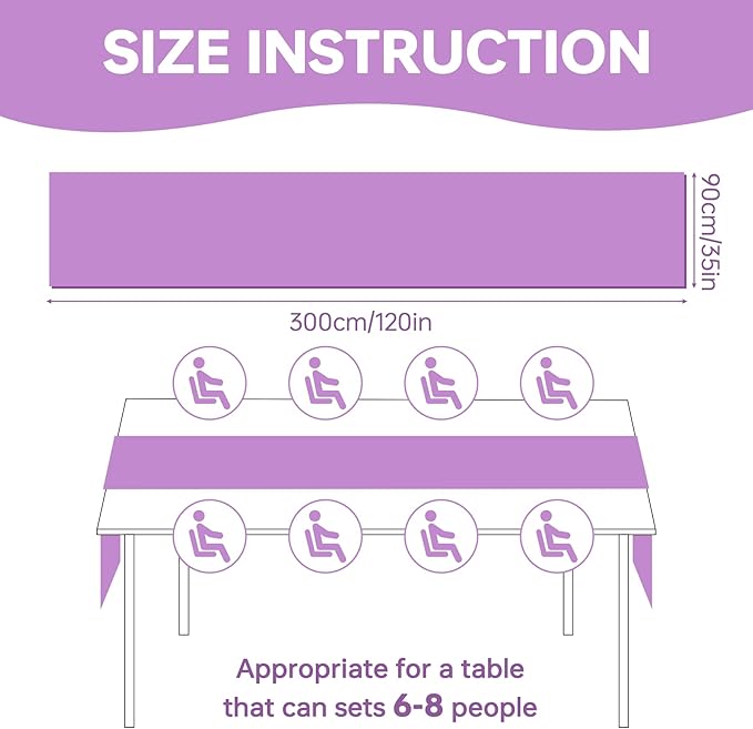 Purple Glitter Chiffon Table Runner 35x120 Inches 6 Pack for Christmas Home Dining Party Table Decor
