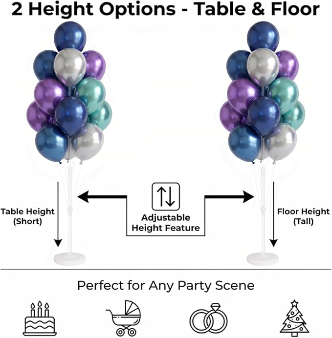 Balloon Column Stand Kit with Balloons, Base and Pole, Balloon Column Kit for Floor or Table Backdrop Decoration for Party Wedding Baby Shower Birthday Graduation (Mermaid)