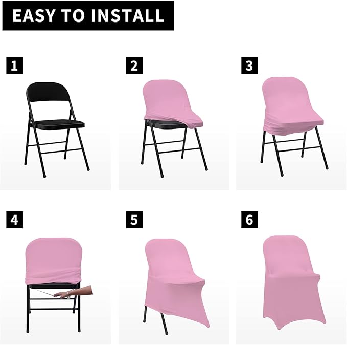 HAINARverS Folding Chair Covers for Wedding, 10pcs Stretch Spandex Washable Fabric Chair Cover, Decoration Chair Cover for Wedding, Party, Banquet, Birthday, Conference, Event(Pink, 10 PCS)