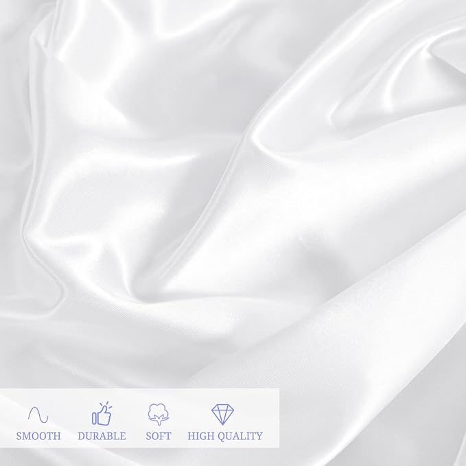 12 Pack White Satin Tablecloth, 57 x 108 Inch Silky Satin Table Cloth, Rectangle Bright Silk Tablecloth Smooth Fabric Table Covers Overlay Silky Table Decoration for Wedding Party Banquet Birthday