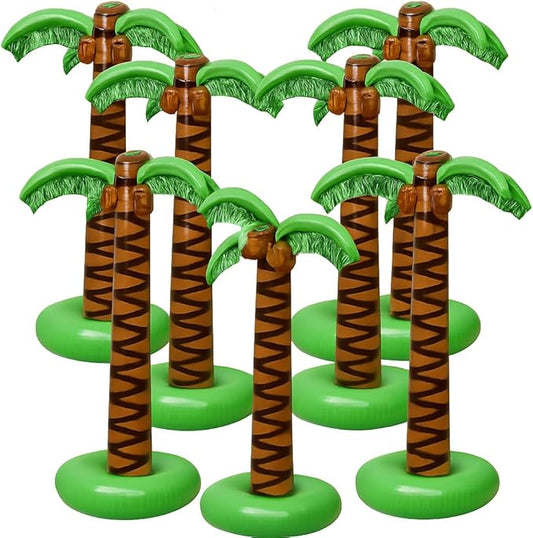 Giant Inflatable Palm Trees - 8 Pack - 6 Foot Super Sturdy Trees for Luau Parties, Beach Decor, Poolside Ambiance, Tropical Theme Decor & Outdoor Fun, Easy Inflation