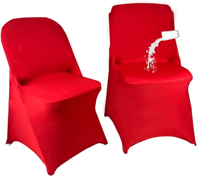 40PCS Stretch Spandex Folding Waterproof Chair Covers,Universal Fitted Chair Cover Protector for Wedding Party Banquet Holidays Celebration Decoration(Red)