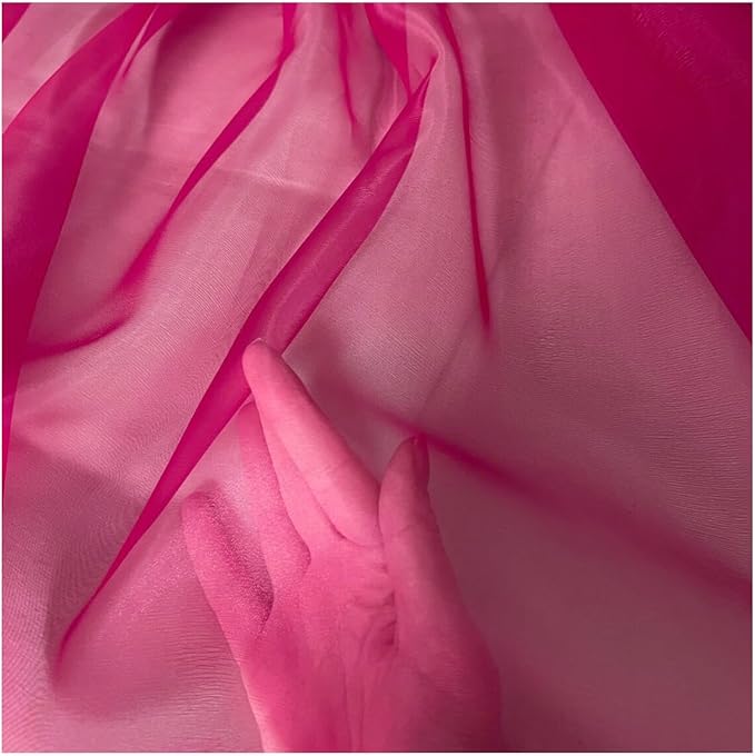 MDS Pack of 45 Yard Sheer Organza Fabric for Wedding Party Home Event Banquet Decorations, Backdrop Curtain Craft Dress Sewing Fashion DIY Crystal Organza Tulle Fabric Bolt 44” Wide - Magenta