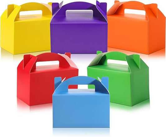 Skyygemm 24 Pcs Graduation Party Favor Gable Boxes Colorful Paper Treat Goodie Candy Cake Gift Box for Summer Birthday Wedding Party Decorations, 6 x 3.5 x 3.5 Inch(Rainbow)