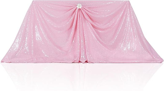 PartyDelight Pink Sequin Tablecloth Sparkly Table Cloth Rectangular 60"x102"