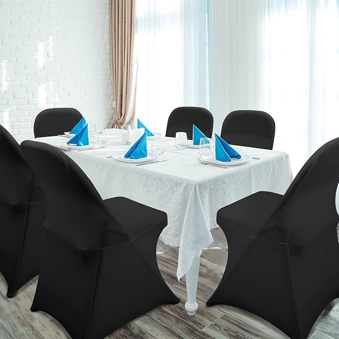 Babenest Spandex Folding Chair Covers - 50 PCS Halloween Upgraded Universal Stretch Washable Fitted Chair Slipcovers Protector for Wedding, Holidays, Banquet, Party, Celebration (Black)