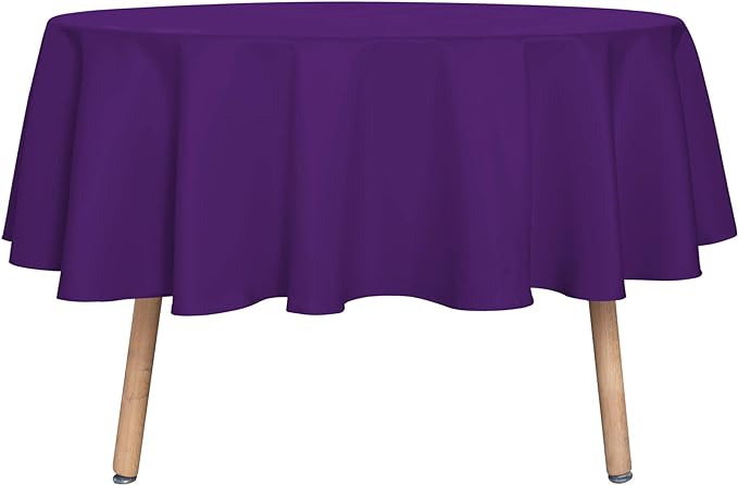 sancua Round Tablecloth - 60 Inch - Water Resistant Spill Proof Washable Polyester Table Cloth Decorative Fabric Table Cover for Dining Tables, Buffet Parties and Camping, Purple