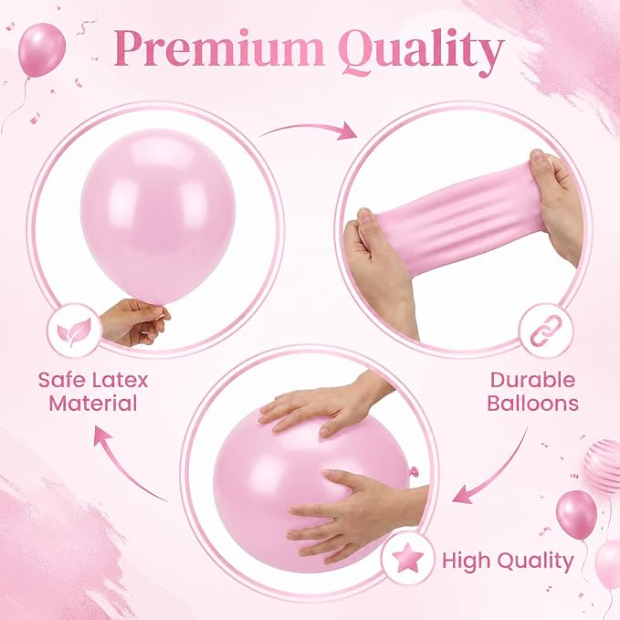 Balloon Column Stand Kit with Clear Pastel Pearl Pink Balloons,Balloon Stand Kit for Floor or Table Backdrop Decoration for Party Wedding Baby Shower Birthday Graduation (Jelly Pink)