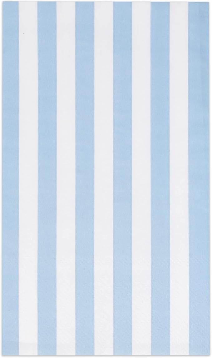 100 Light Blue Striped Guest Napkins 3 Ply Disposable Paper Hand Towels Classic Stripe Pattern Bathroom Guest Towels Table Setting Decor Set