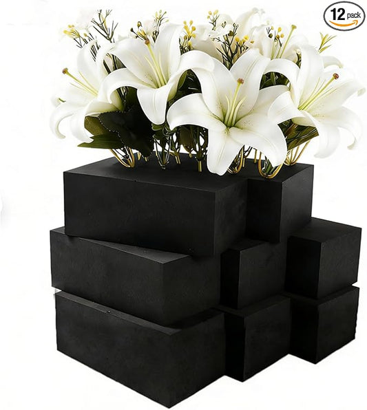 12 Piece Reusable Floral Foam Blocks, 9 x 3 x 3 Inch, Water Resistant, for Artificial Flower Arrangements, Outdoor Planters, Wedding Decor (12, 9 * 3 * 3)