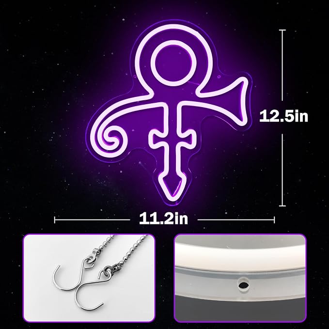 Prince Symbol Neon Sign for Wall Decor Dimmable Led Prince Neon Light Sign for Bedroom Music Singer Themed Party Gift Prince Neon Light for Prince Birthday Party Decoration, purple