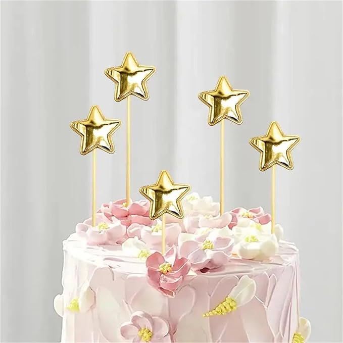Durable 200pcs Solid Star Birthday Cake Topper Birthday Cake Toppers For Boys Food-grade Food Cake Decor Stake Safe Glitter Cake Decoration(Blue)