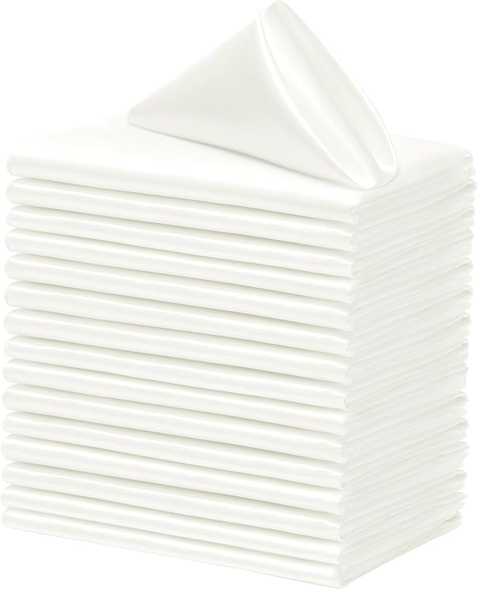 100 Pack Square Satin Dinner Napkins, 20x20 Inches Silky Soft Smooth Table Cloth Napkins for Restaurant Weddings Banquet Party Decoration, Off White