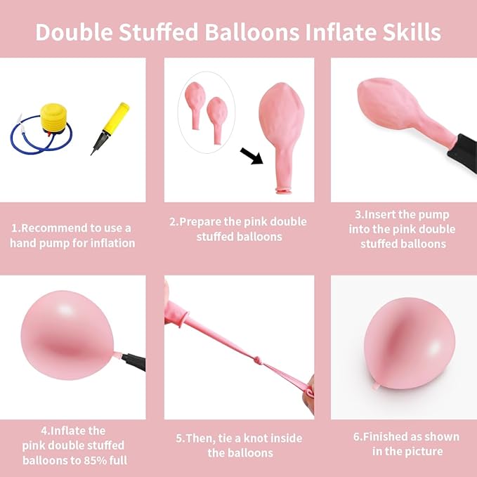 Light Pink Double Stuffed Balloons Different Size 115Pcs 5/10/12/18" Pink Balloon Arch Garland kit for Birthday Baby Shower Valentine's Day Bridal Shower Gender Reveal Wedding Mouse Party