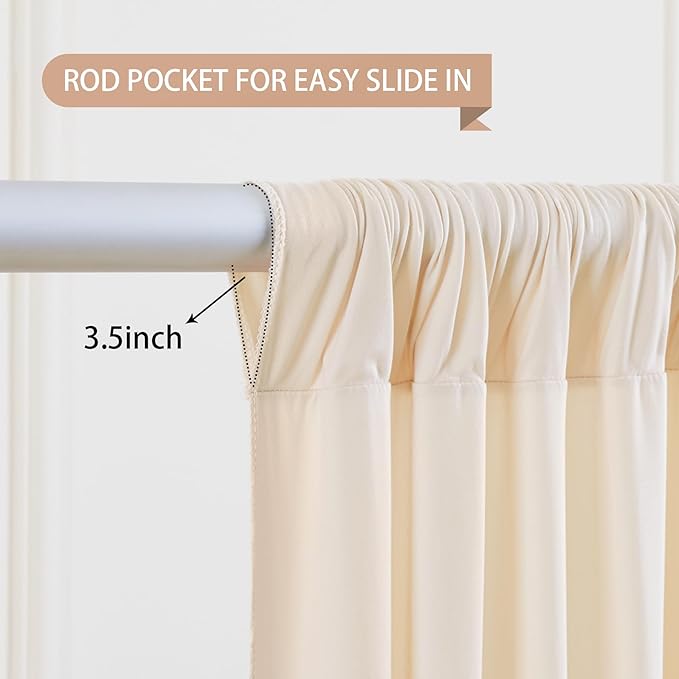 Champagne Backdrop Curtain 6 Panels - Wrinkle-Free Polyester Photography Drapes for Baby Shower Birthday Party Photo Background Stand - 24 X 10FT