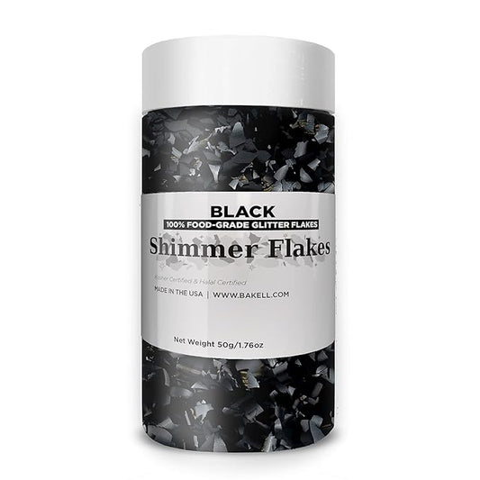 Bakell's Black Shimmer Flakes - (50g, 1x Jar) | Chic Edible Glimmering Flakes for Sophisticated Culinary Creations!