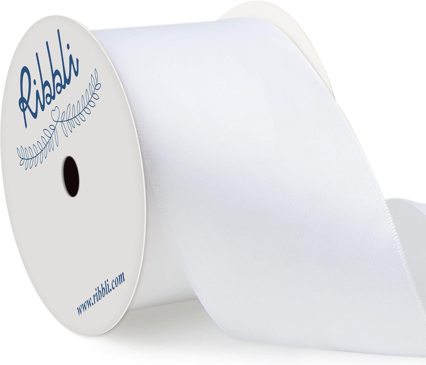 Ribbli White Double Faced Satin Ribbon, 2” x Continuous 10 Yards,Use for Bows Bouquet,Gift Wrapping,Floral Arrangement,Wedding Decoration