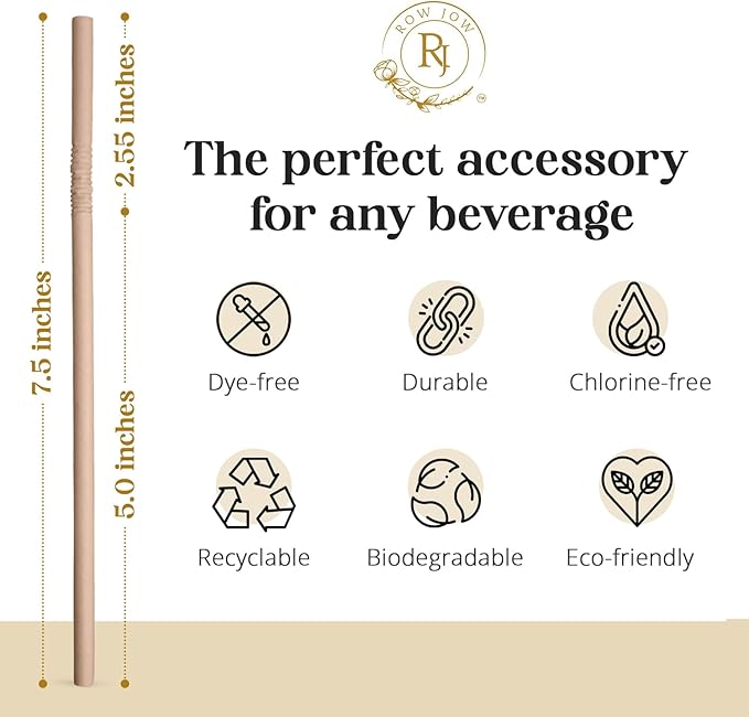 24 Hours Flex Paper Straws - (100pcs Paper Straws) 100% Biodegradable Ecofriendly Extra Durable, Last up to 24 hours in beverages, Recyclable. (Brown)