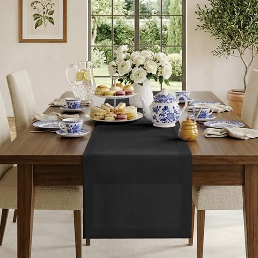 Classic Linen™ by D'Moksha Black Table Runner 48 Inches, 100% Pure Linen, Coffee Table Runner, 14 x 48 Inch for Dresser Tables- Mothers Day, Spring, Summer