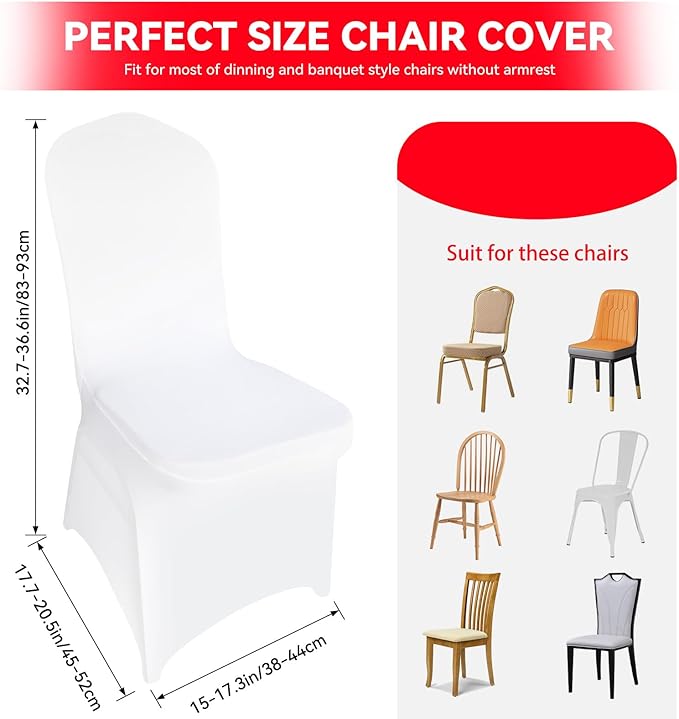 LIUJIAYI 30 Pcs White Stretch Chair Covers - Premium Polyester Spandex Slipcovers for Wedding, Party, Banquet, Dining & Event Chairs