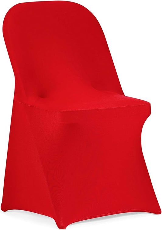 Peomeise Stretch Spandex Folding Chair Cover for Wedding Party Dining Banquet Event (Red,12pcs)