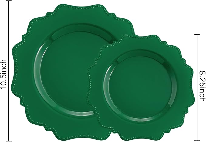 COLOSUS 60Pcs Green Plastic Plates, Green plastic Party Plates, green plates for party,Heavy Duty 30 Dinner plate 10.5” and 30 Salad/Dessert Plate 8.25” for St. Patrick's Day,wedding