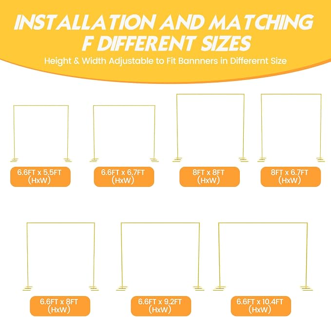 Wedding Arch Backdrop Stand Square 8 x 8 FT Wedding Arches for Ceremony Metal Balloon Arch Frame for Wedding Birthday Party Garden Arbor Anniversary Event Baby Shower Photo Booth Background Decoration