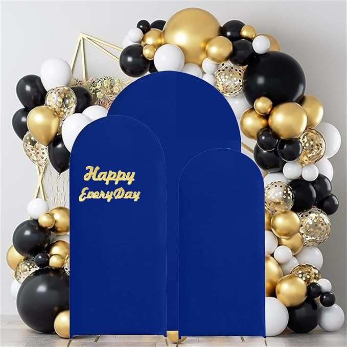 HAINARverS Set of 3 Wedding Arch Cover 6FT,6.6FT,7.2FT Spandex Fitted Stretchy Arch Stand Covers,2 Sided Round Top Chiara Backdrop Cover for Birthday Party Banquet Arch Decoration(Royal Blue)