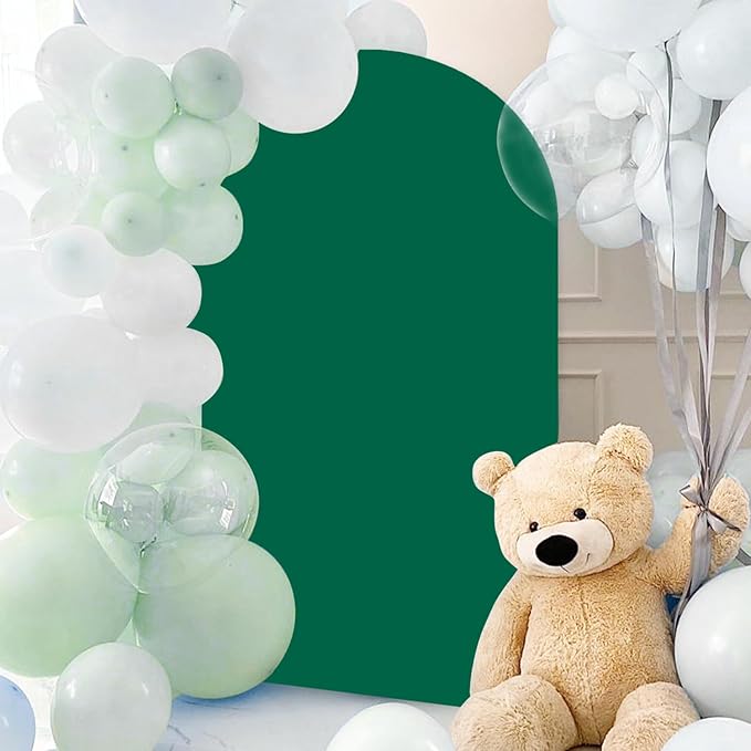 Wedding Arch Cover Hunter Green 3.3x6.6ft Spandex Stretch Chiara Backdrop Cover for Round Top Arch Stand Cover Arch Fabric Backdrop Cover Birthday Party Graduation Arch Covers
