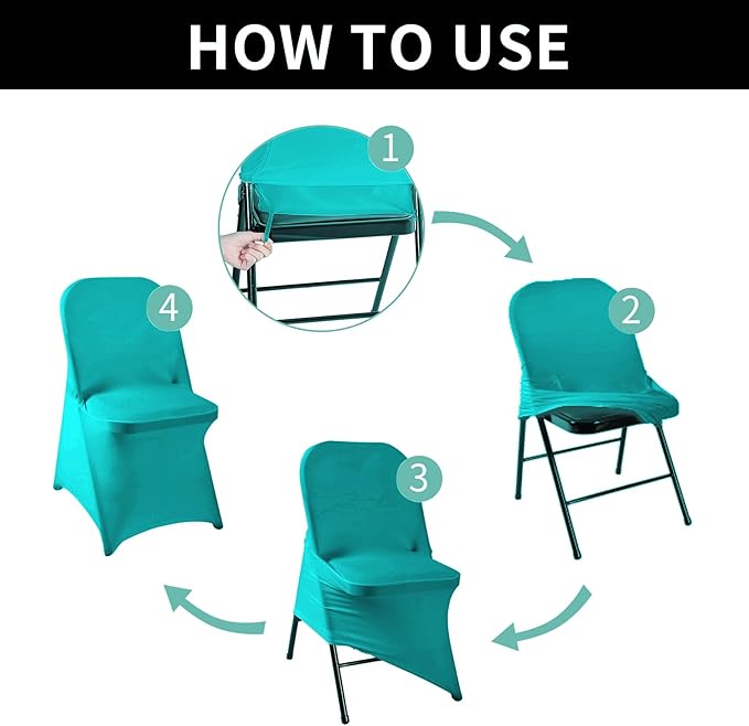 magalo 12 Pack Turquoise Spandex Folding Waterproof Chair Cover, Stretch Chair Cover Protector for Wedding, Party, Dining Banquet and Other Special Events