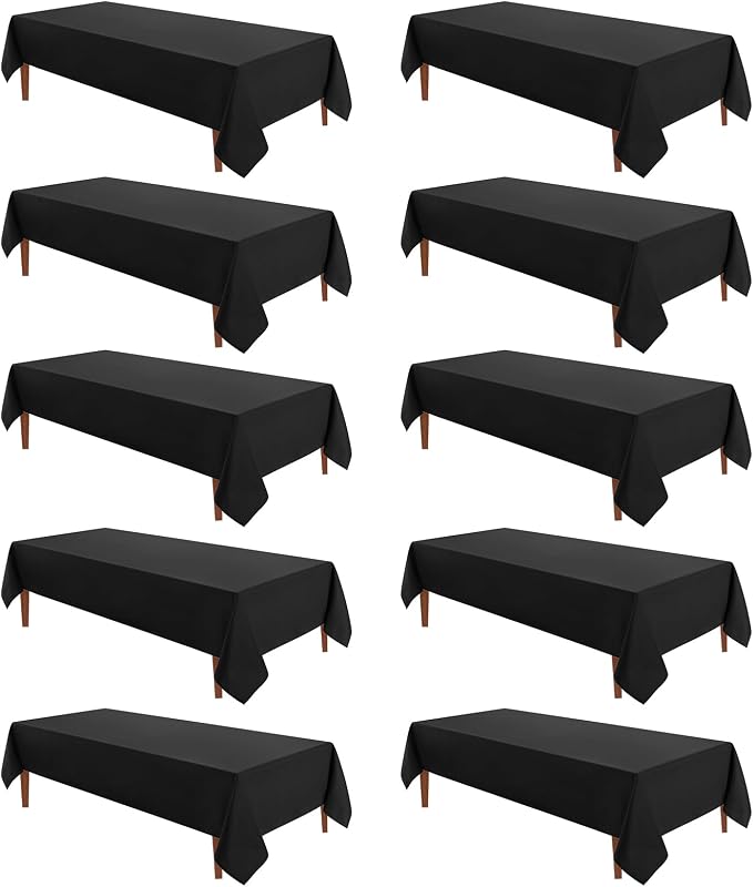 VidaFete Tablecloth 60 * 120inch 10 Pack Rectangle Table Cloth Polyester, Stain Wrinkle Resistant Dining Table Cover for Kitchen Dinning Party Wedding Rectangular Tabletop Buffet Decoration(Black)