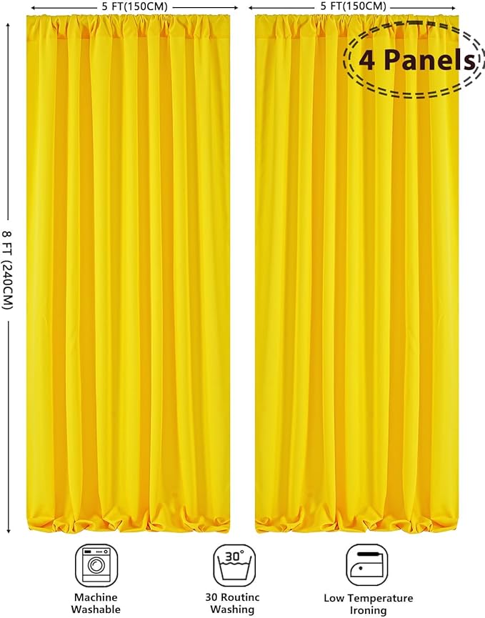 Backdrop Curtains Yellow Background: Birthday Polyester Fabric 10ftx8ft Fall Backdrops Stage Wedding Decorations Wall Draping