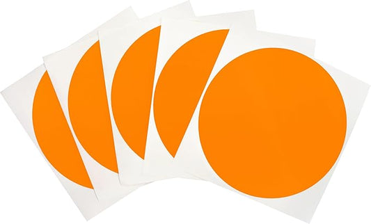 ChromaLabel 4 Inch Round Label Removable Color Code Dot Stickers, High Visibility for Warehouse Inventory, 100 Labels per Pack, Orange