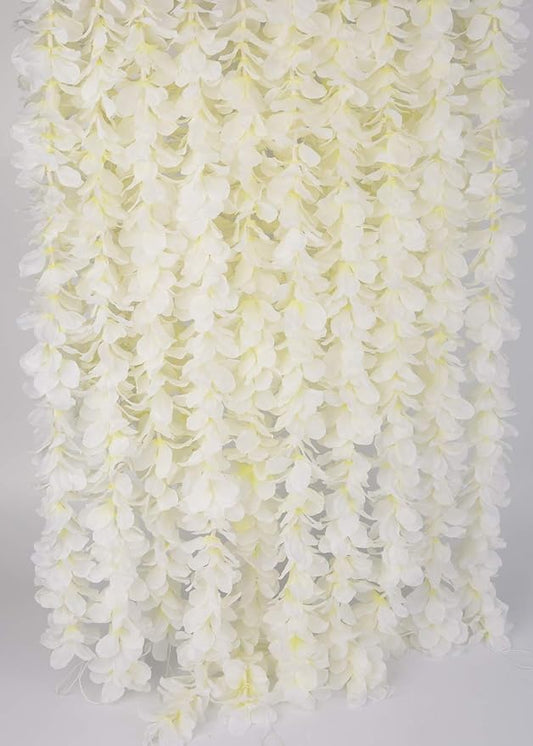 32.8Ft Artificial Silk Wisteria Vine Hanging Flowers Garland Home Outdoor Wedding Arch Garden Wall Decor,Pack of 10 (Off White)