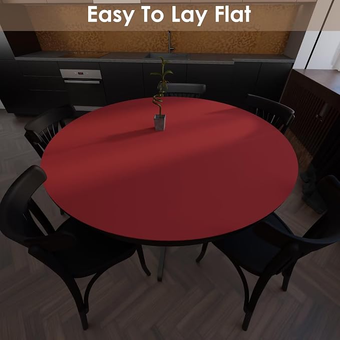 Round Table Pad - Can Be Used On Both Sides Waterproof and Easy to Clean Good Flatness Used for Dining Table(Black+Wine Red Dia.40Inch)