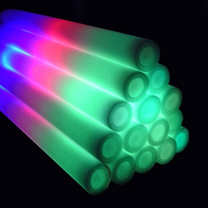 LED 3 Color Foam Sticks Forever Holiday Party Batons Wand for Wedding, Birthdays, Quinceanera, Sweet 16, DJ, Concerts, Festivals, Bulk Party Favors (12)