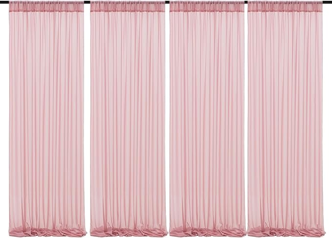 Wedding Backdrop Chiffon Photo Backdrop 4 Panels 5x8ft Dusty Rose Baby Shower Background Birthday Photo Home Party Curtains Backdrop