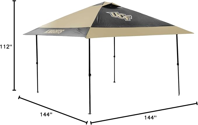 Logo Brands NCAA 12x12 Solo Up Canopy - 144 Square Feet of Shade – One-Person Easy Setup, UV-50 Protection, Rolling Storage Bag – Perfect Tent for Tailgates and Outdoor Events
