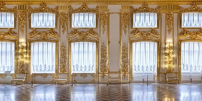 AOFOTO 15x8ft Luxurious Palace Backdrop for Photography Retro European Aristocratic Castle Noble Royal Interior Golden Hall Photography Background Girls Adult Travel Portrait Photo Booth Studio Props