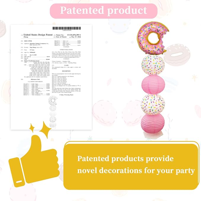 Donut Balloon Column Stand Kit And Paper Lantern 2 Sets 5.5 Feet with Reusable Metal Telescopic Design for Donut Parties, Birthday Decorations for Girls, Easter Decorations,Wedding